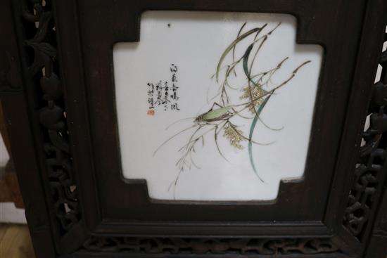 A pair of Chinese porcelain inset wood panels